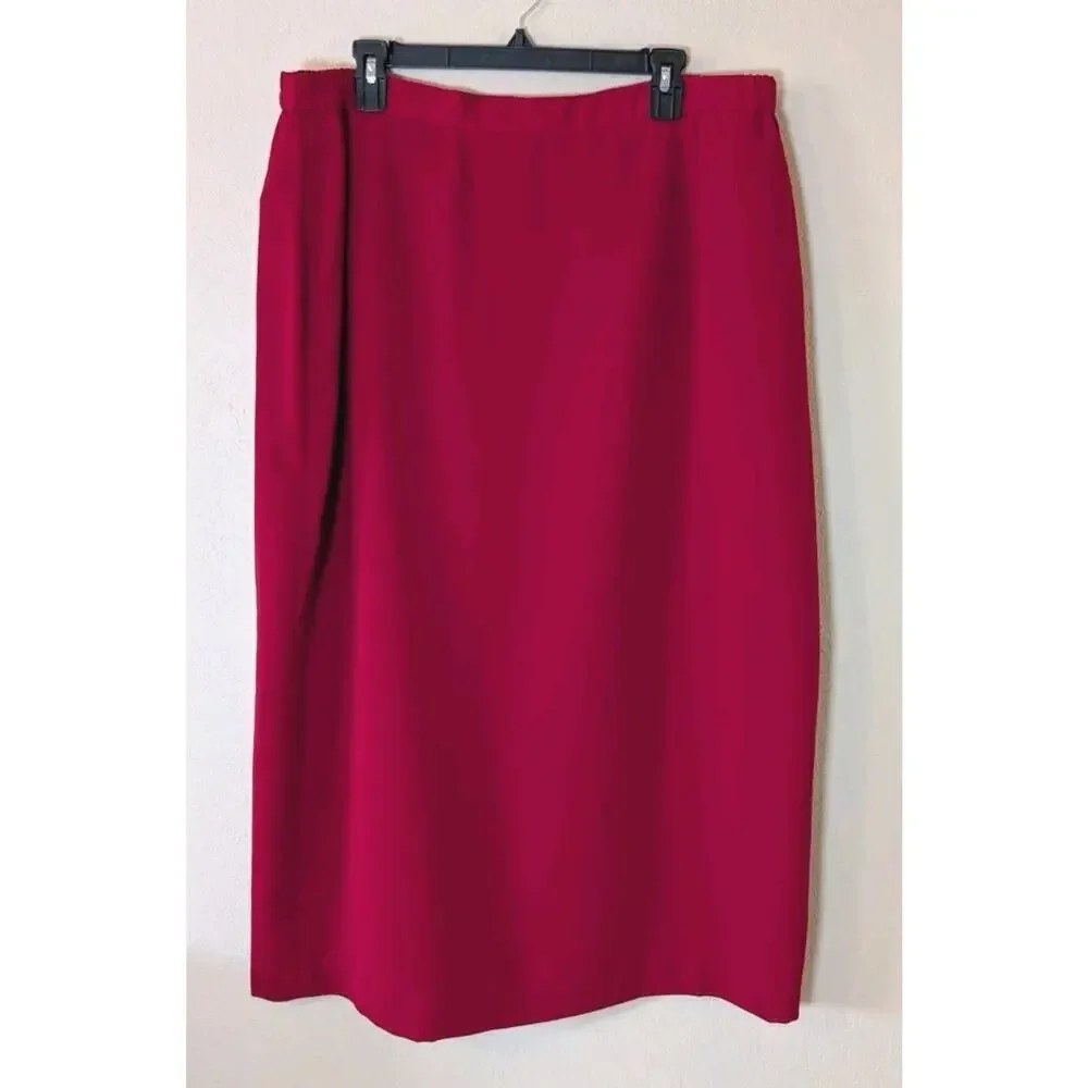 Ben Marc International Fancy Red Skirt Suit Set Plus Size 18 Jewel Button